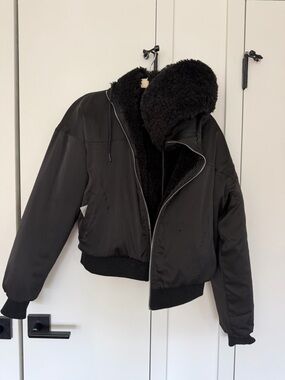 Buffbunny Reversible Black Bomber Jacket with Sherpa Lining